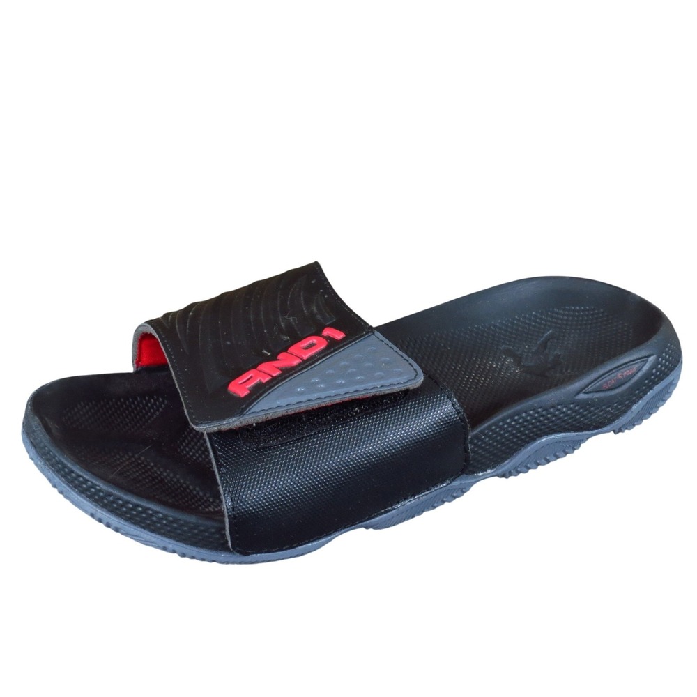 AND1‎ Swish 2.0 Mens Slide Sandals Size 7 Athletic Casual Black Red Grey